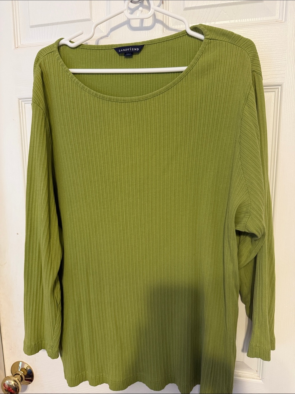 Lands' End Olive Green Ribbed Long Sleeve Tee